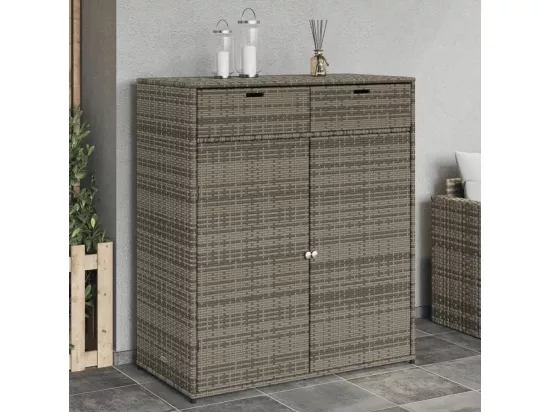 Armoire de rangement de jardin gris 105x55x113cm résine tressée
