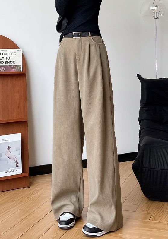 evanesce - Corduroy High Rise Pocketed Wide Leg Dress Pants