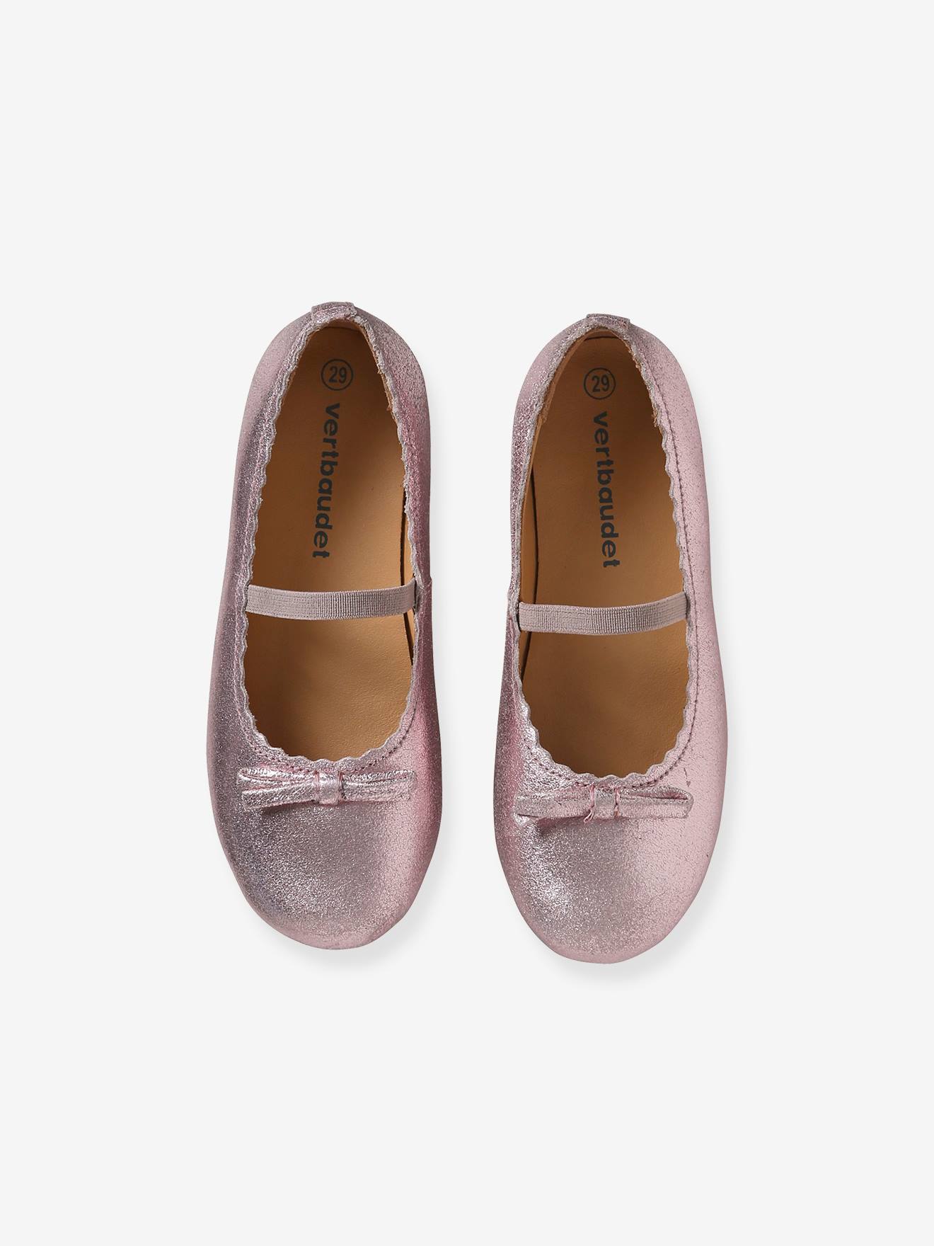 Sapatilhas de ballet rosa de couro para meninas