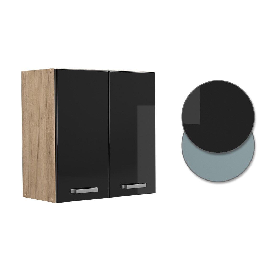 Vicco Hängeschrank Küchenschrank R-Line Solid Eiche Schwarz 60 cm modern