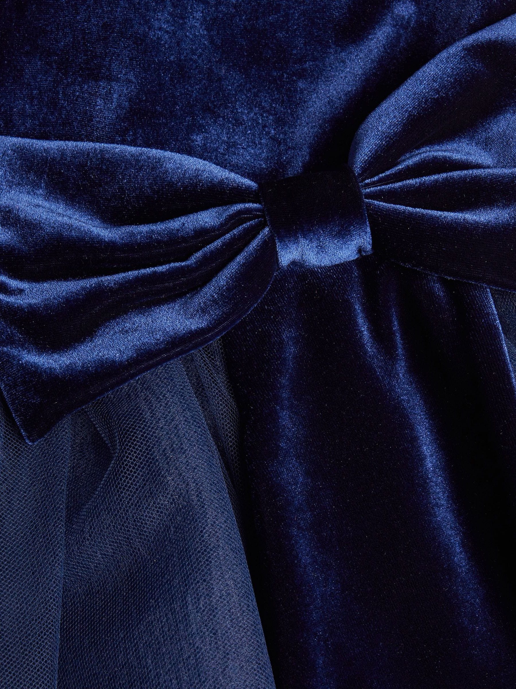 Denimblauw - Monsoon Velvet Bow Party Dress