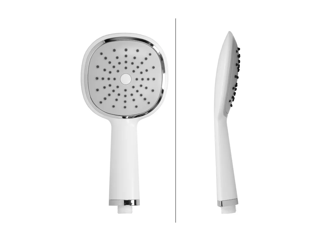 Set tête de douche avec pommeau de douche ovale blanc avec buses anti-calcaire