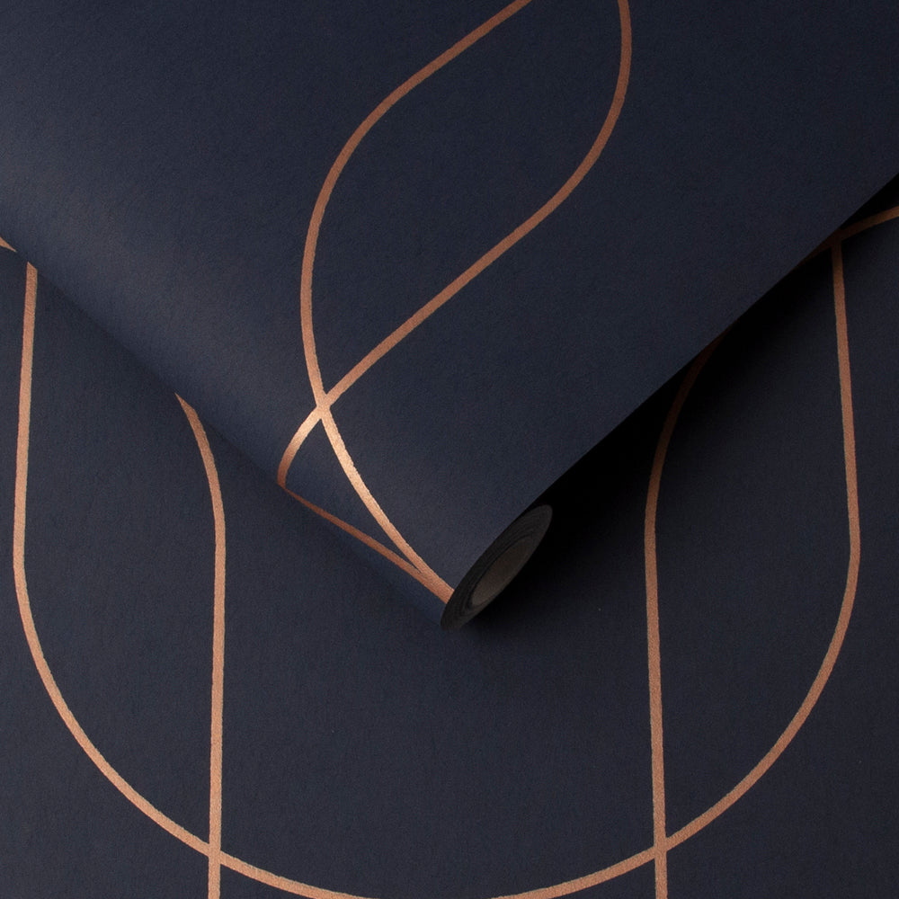 Graham & Brown - Vliesbehang - Palais Navy & Copper - 10mx53cm