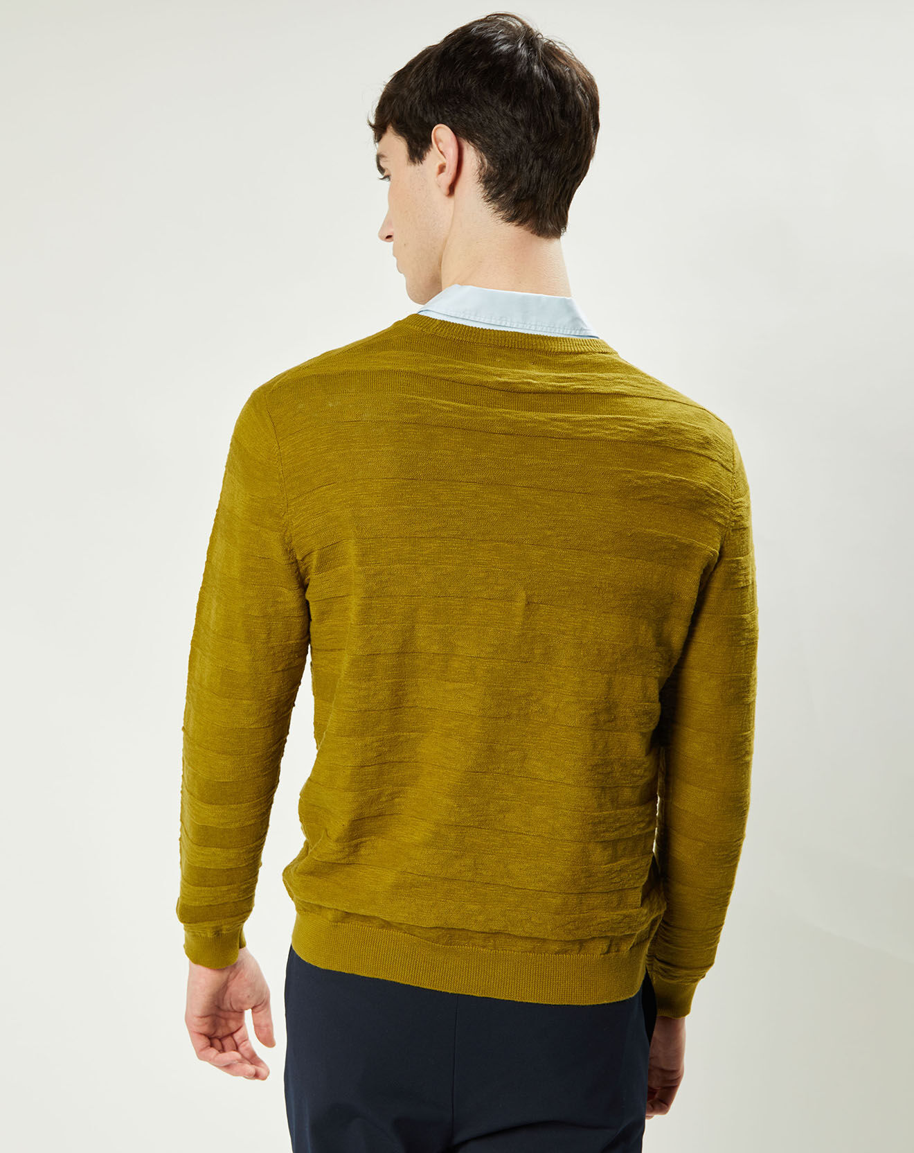Harris Wilson Pull Orio rayures texturées olive