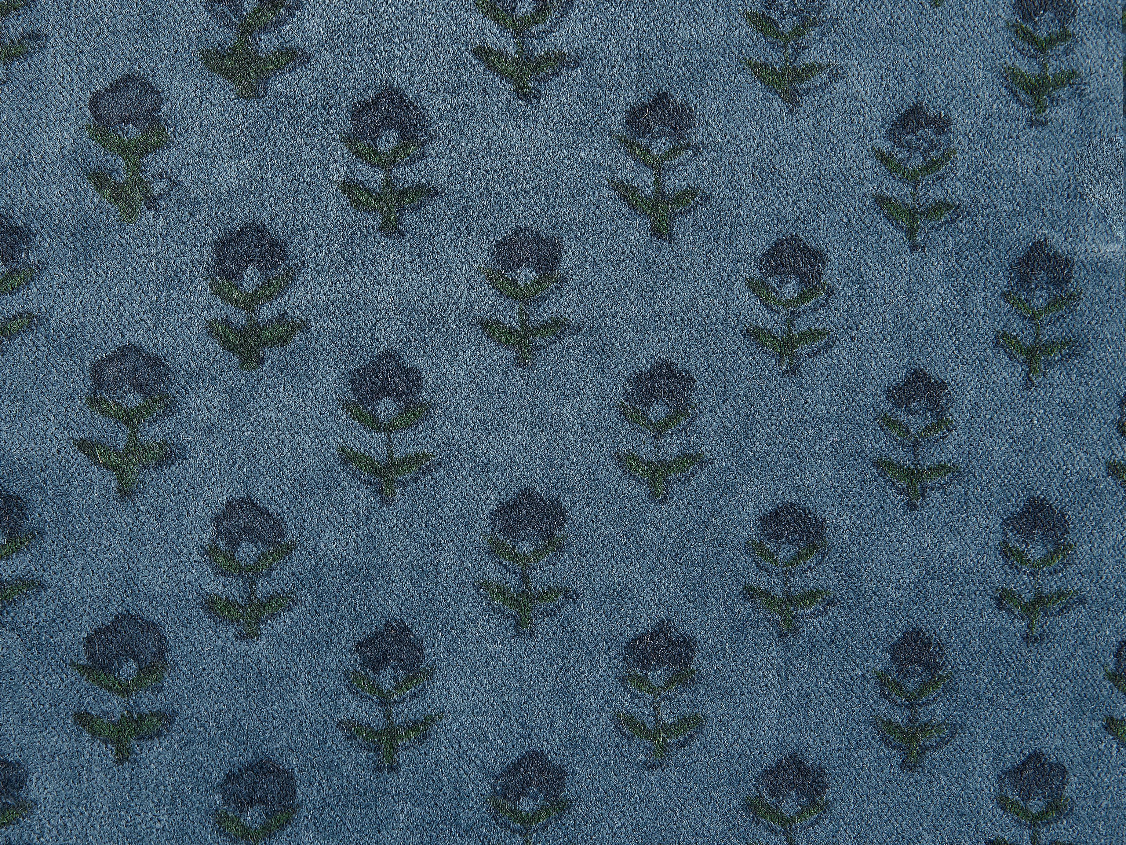 Sierkussen RIBES Fluweel 45 x 45 cm Donkerblauw bloempatroon