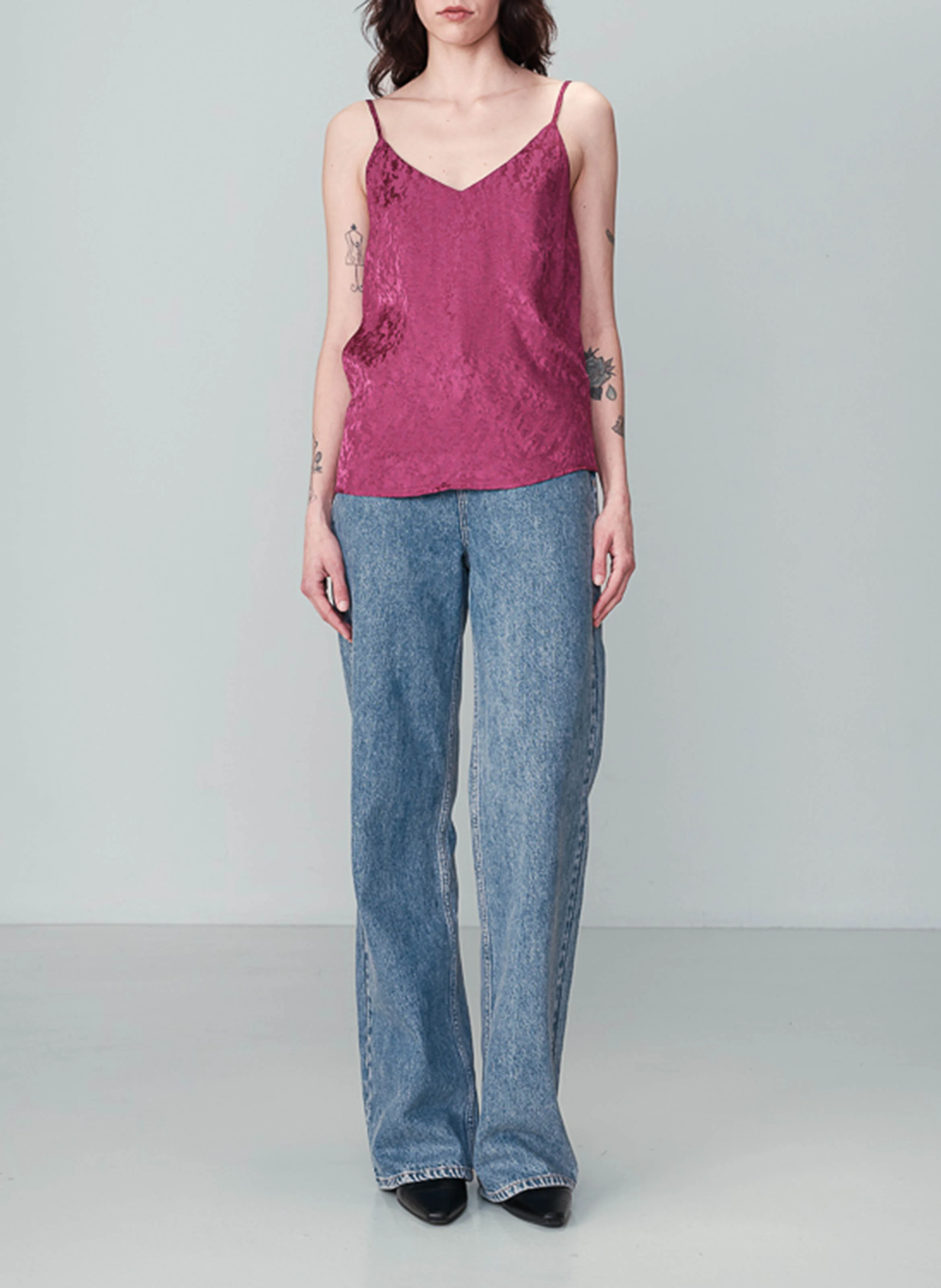 NISRINE - Débardeur droit en jacquard | Rose