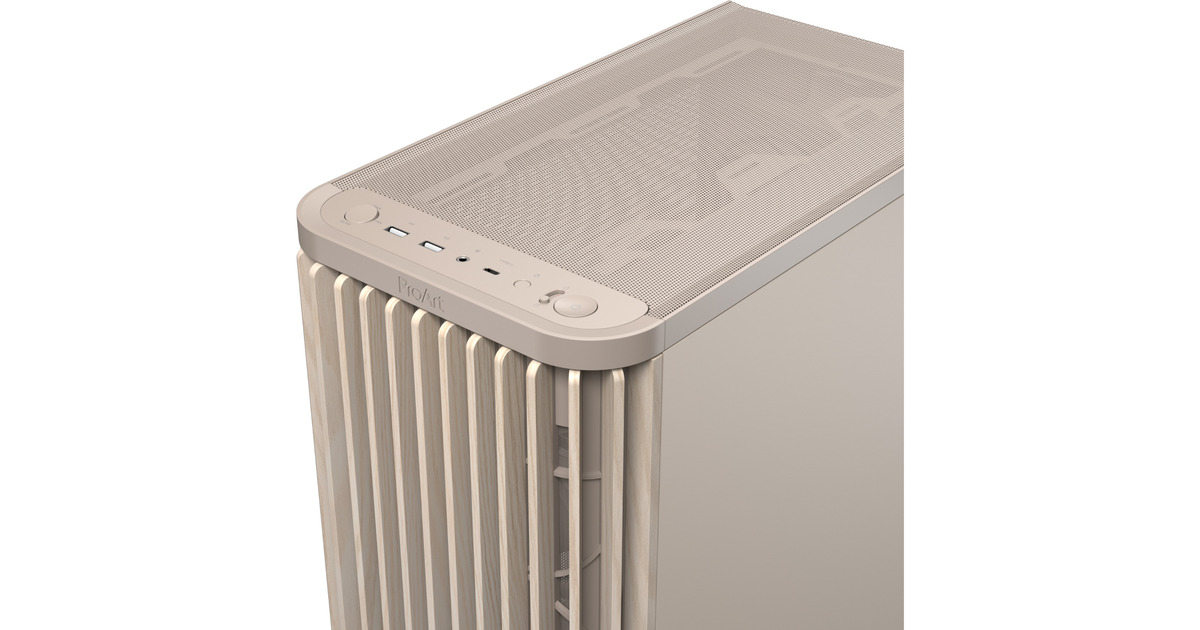 ASUSProArt PA401 Wood Edition - Tempered Glass Panel midi tower behuizing  (Beige/houtkleur | 2x USB-A | 1x USB-C | Tempered Glass)