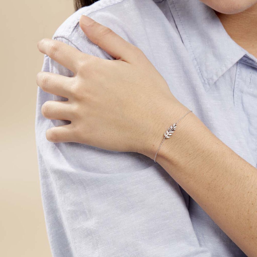 Bracelet Argent Blanc Jade Oxydes De Zirconium Blancs