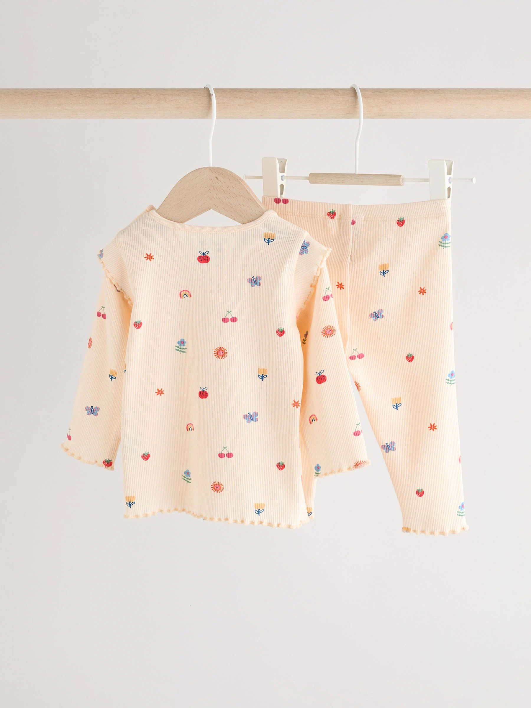 Roomkleurig met vrolijke figuurtjes - Top en Leggings 2 -delige Baby Set (0mnd-2jr)