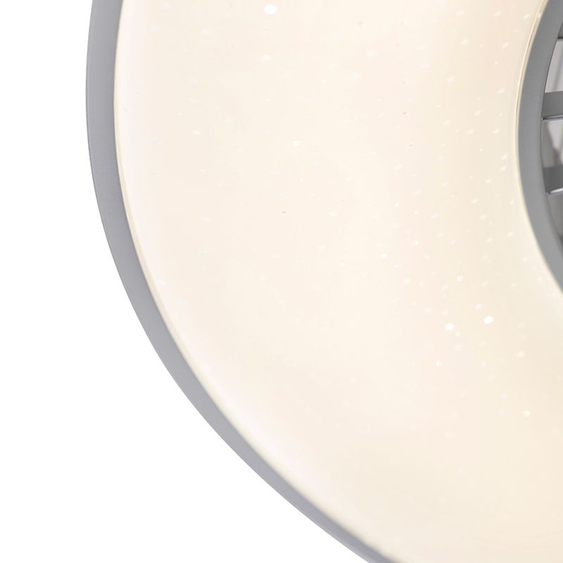 Plafondventilator zilver met ster effect 60cm incl. LED dimbaar met afstandsbediening - Climo