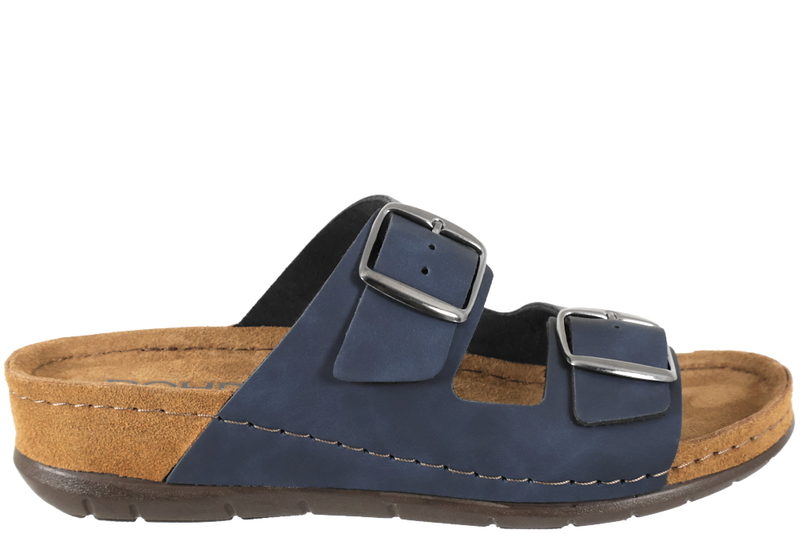 ROHDE SLIPPERS I MØRKEBLÅ TEKSTIL