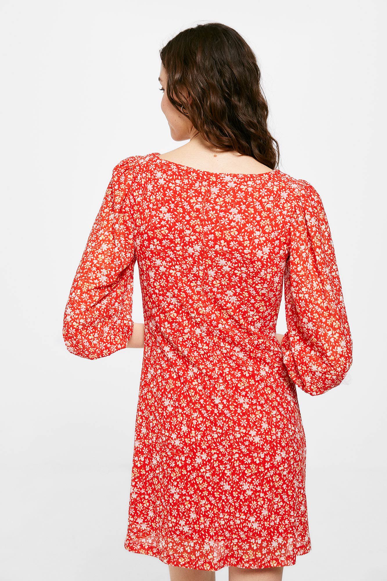 Vestido curto franzido - Vermelho