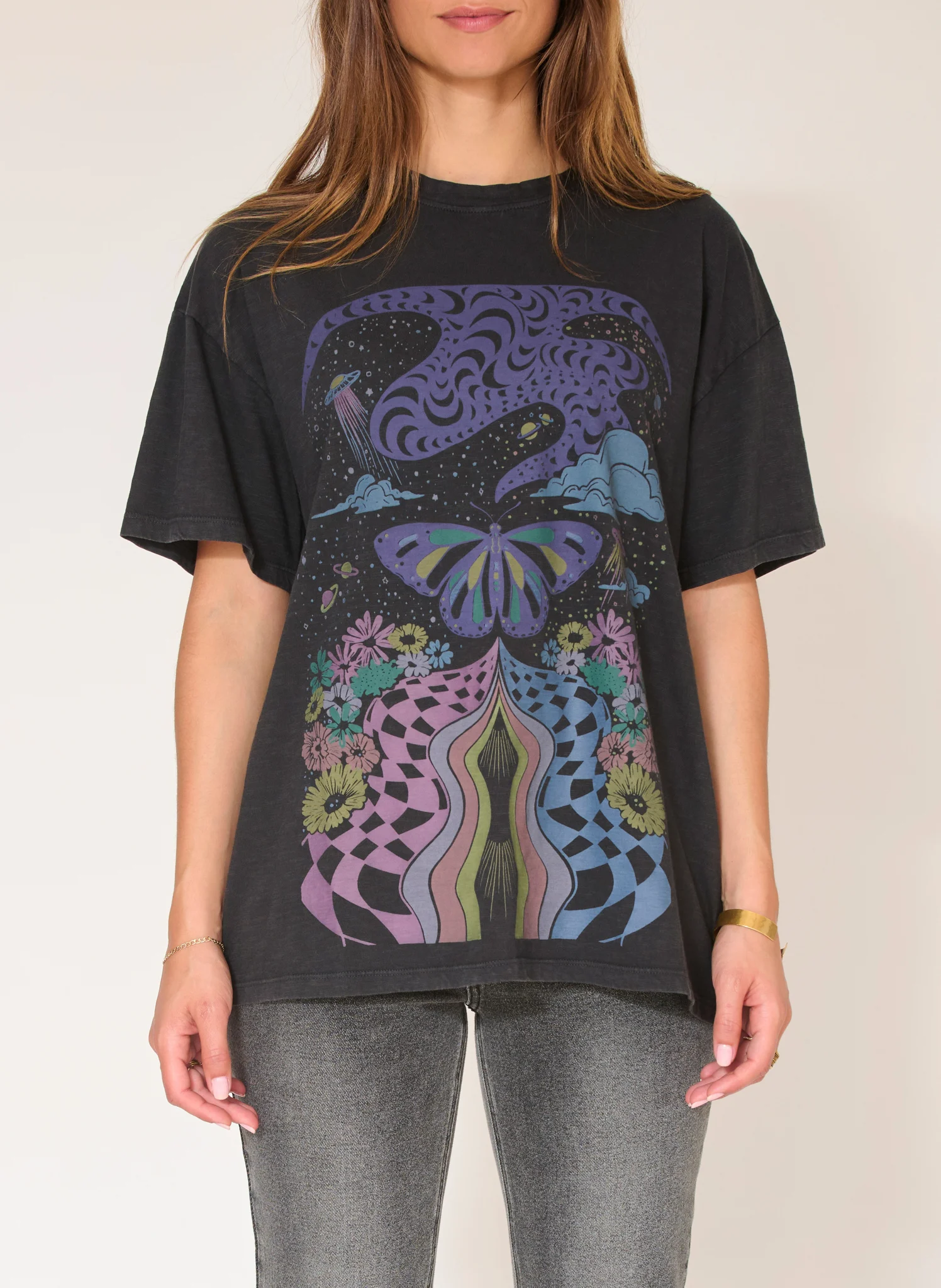 THEOLINE - Tee-shirt droit col rond en coton | Noir