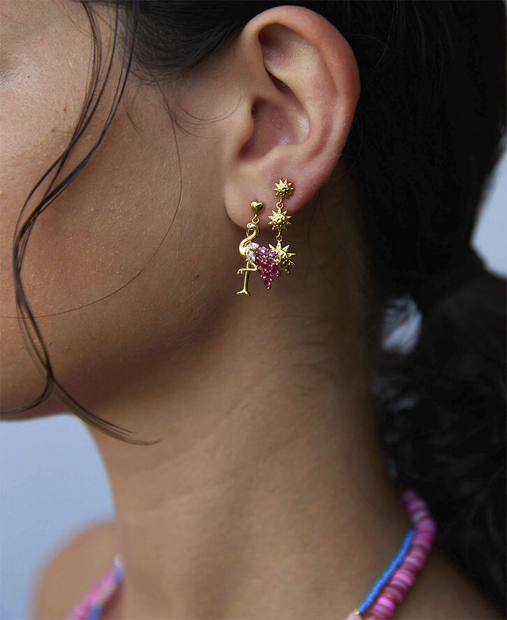 Hultquist Pink flamingo øreringe Guld