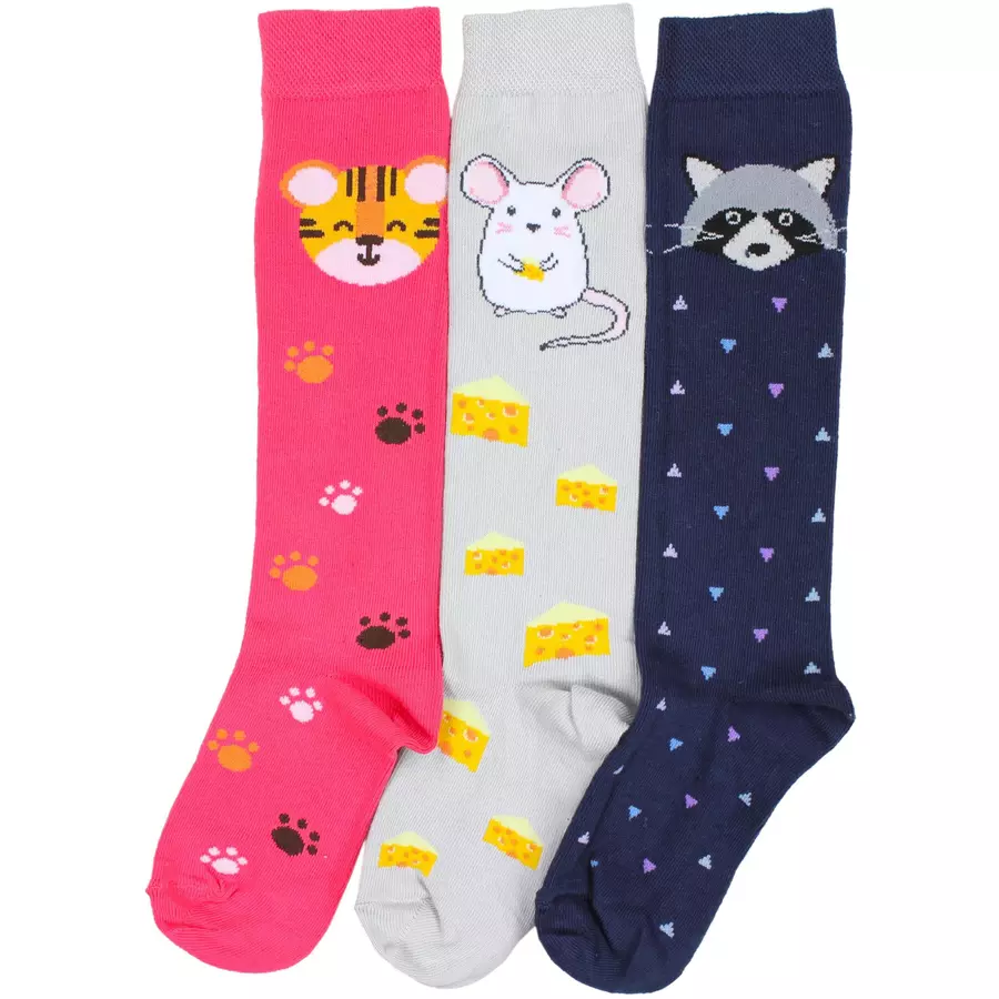 TupTam Mädchen Knielange Socken Gemustert 3er Pack rosagelb