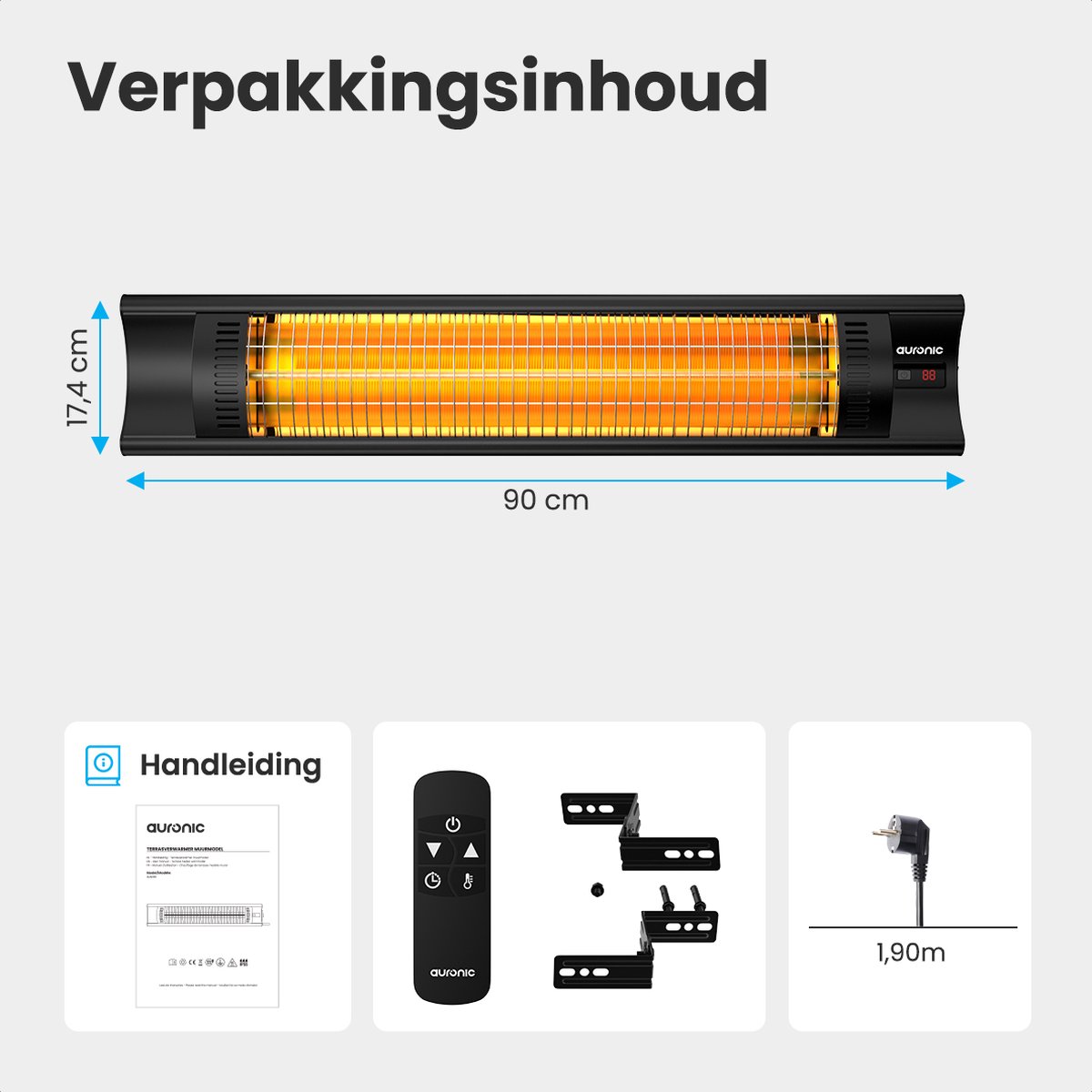 Auronic infrarood terrasverwarmer - 2500 watt