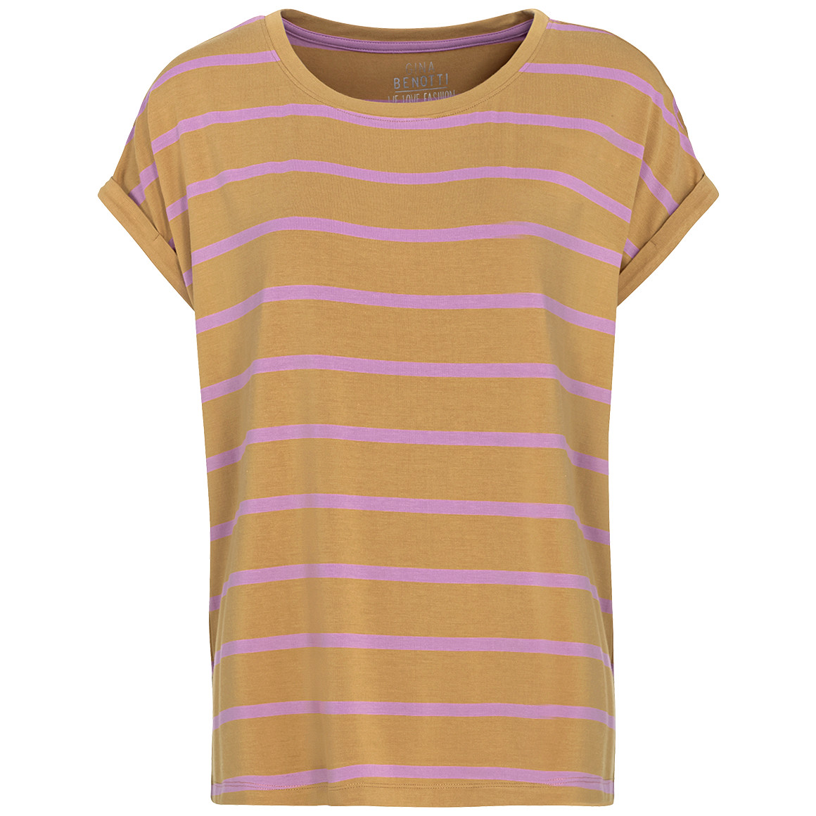 Gina Benotti Damen T-Shirt mit Streifen beige / helllila