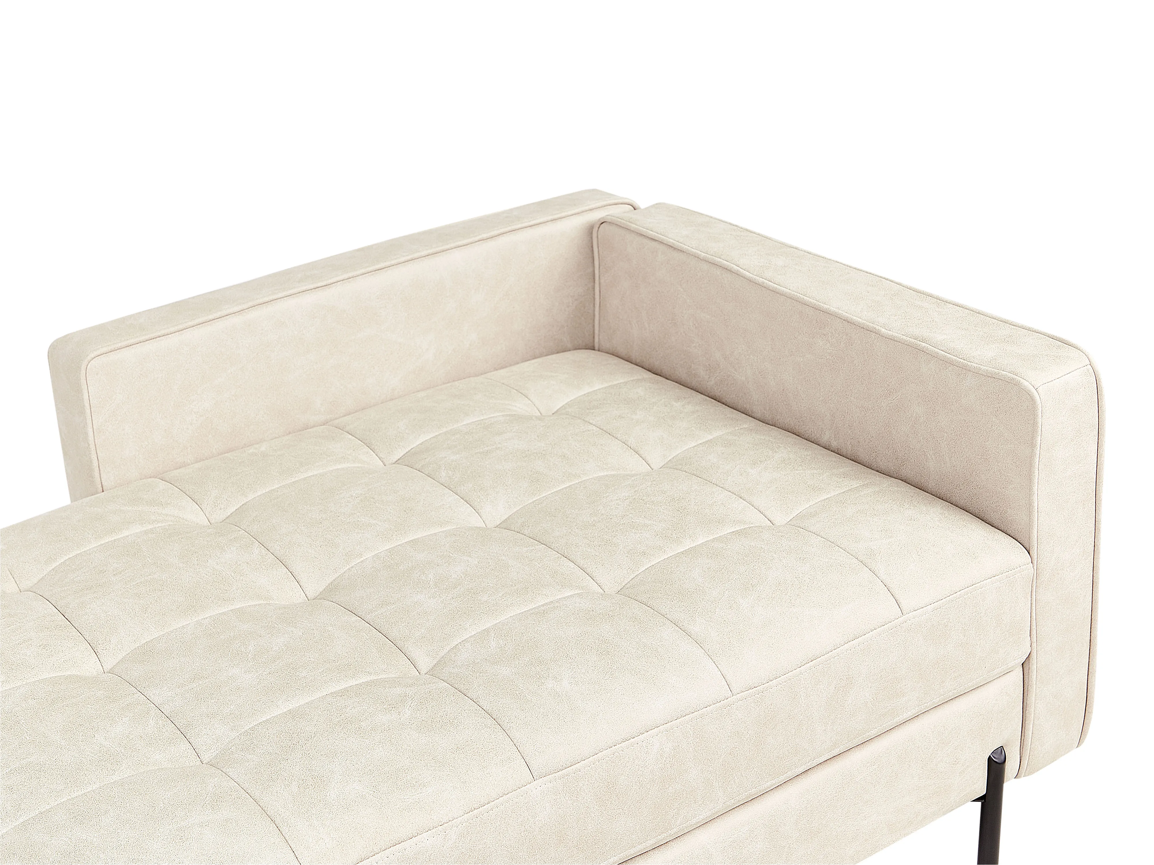 Rechtszijdige chaise longue REBAIS Kunstleer Lichtbeige