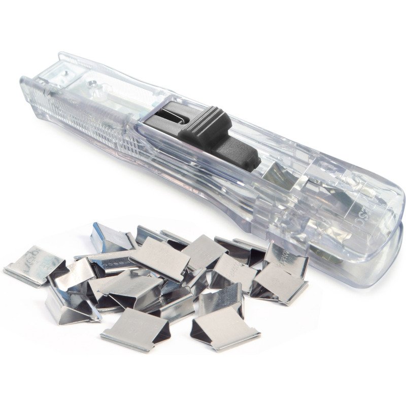 Pince distributrice de clips Supaclip® 40 Rapesco transparente + 25 clips an acier inoxydable