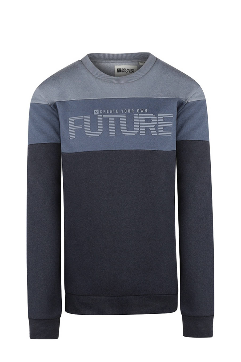 No Way Monday gebreide sweater donkerblauw/grijsblauw/grijs