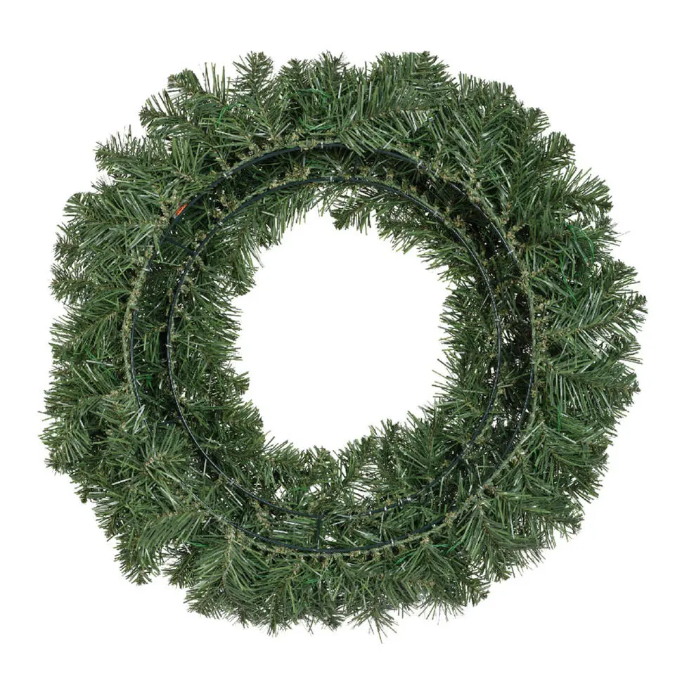 Decoris Kerstkrans - groen - warm verlichting - timer - 60 cm