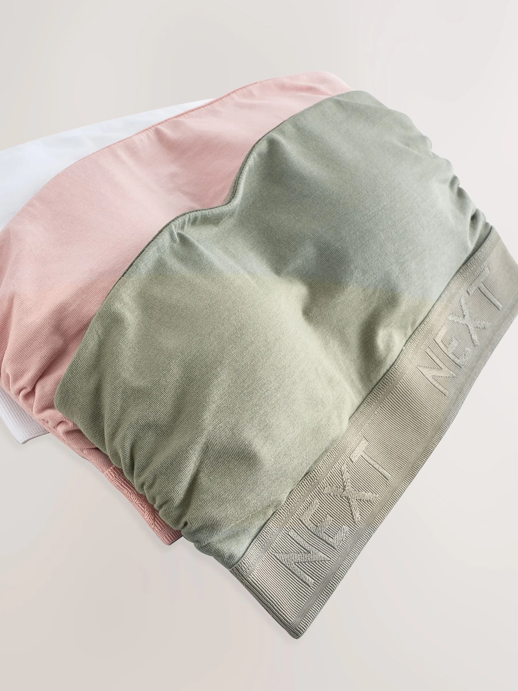 Wit/roze/kaki - Verpakking van 3 katoenrijke bandeau ultimate comfort beha's
