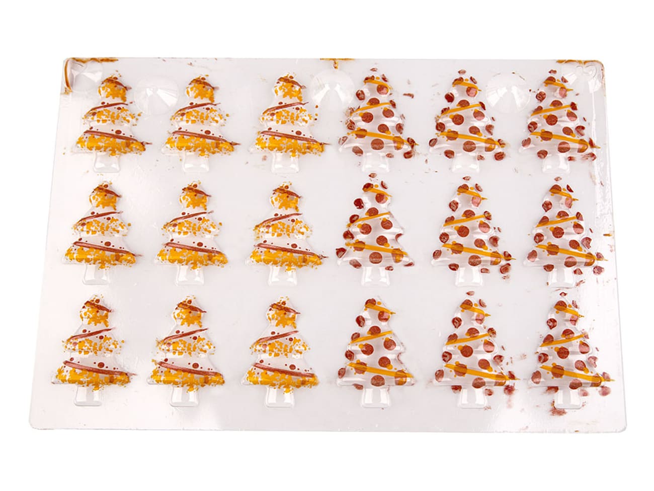Moule thermoformé pré-imprimé - Sapin de noël décoré - 5 x 3,5 cm - Florensuc