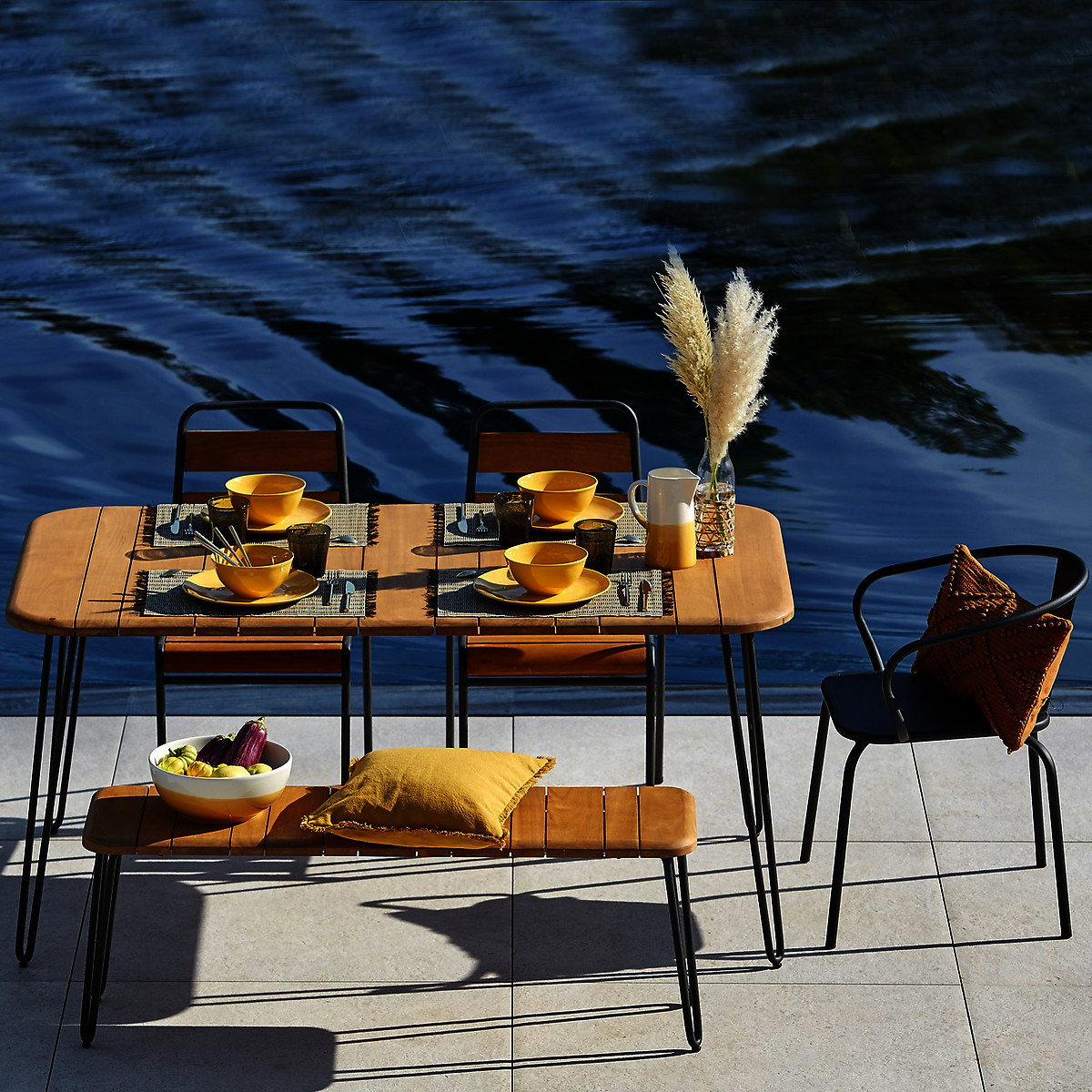 LA REDOUTE INTERIEURS<br>Mesa dobrável Spritz acácia 6 pessoas