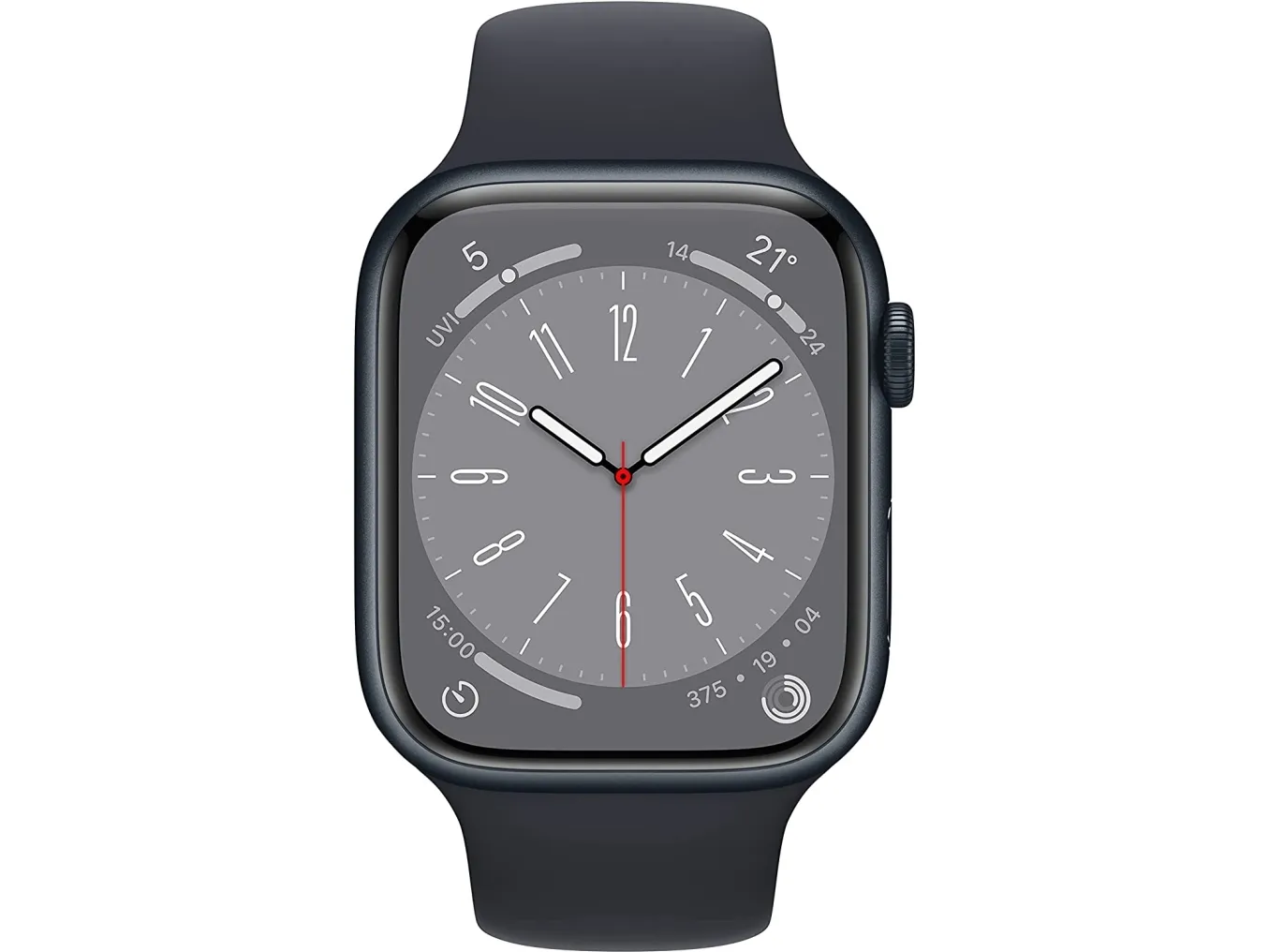 Apple Watch Series 8 (GPS   Cellular) - 45 mm - midnatsaluminium - smart ur med sportsbånd - fluoroelastomer - midnat - båndstørrelse: Almindelig - 32 GB - Wi-Fi, LTE, Bluetooth, UWB - 4G - 38.8 g