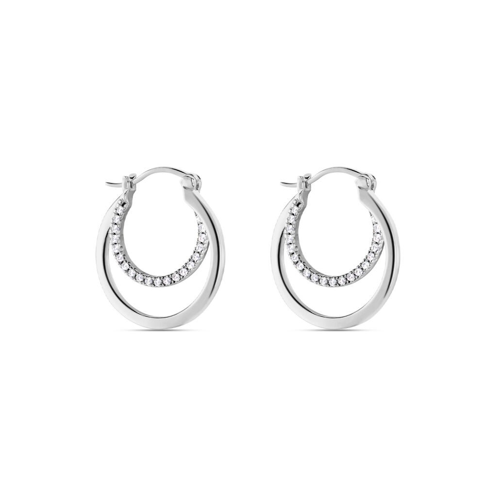 Créoles Argent Blanc Linnette Oxydes De Zirconium