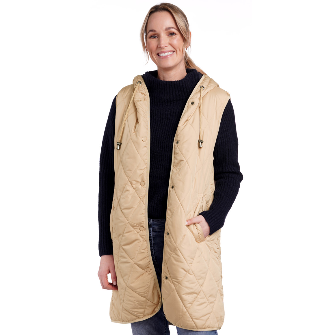 Gina Benotti Damen Steppweste mit Kapuze beige