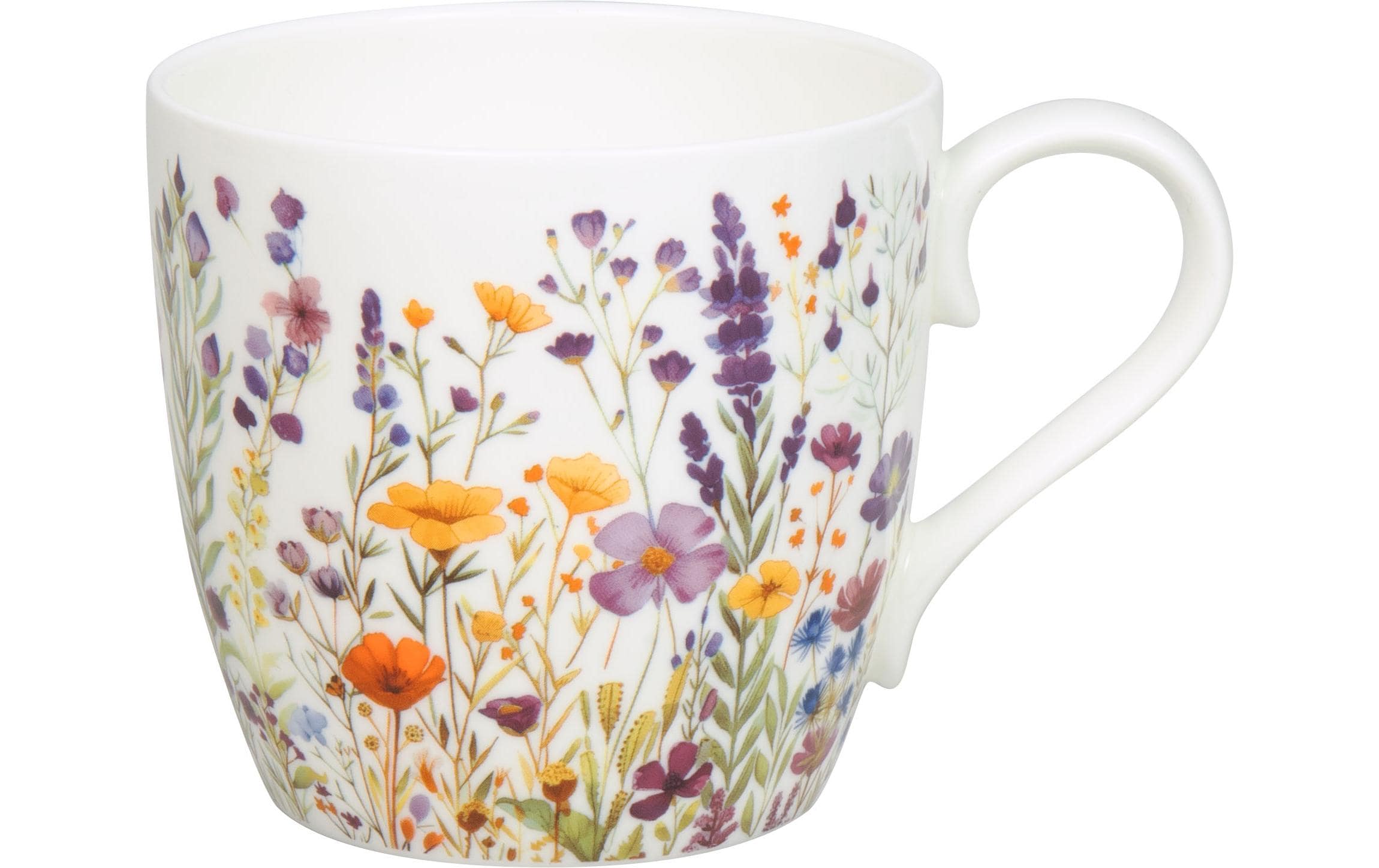 Universaltasse Blumenwiese 425 ml, WeissTasse mit Henkel