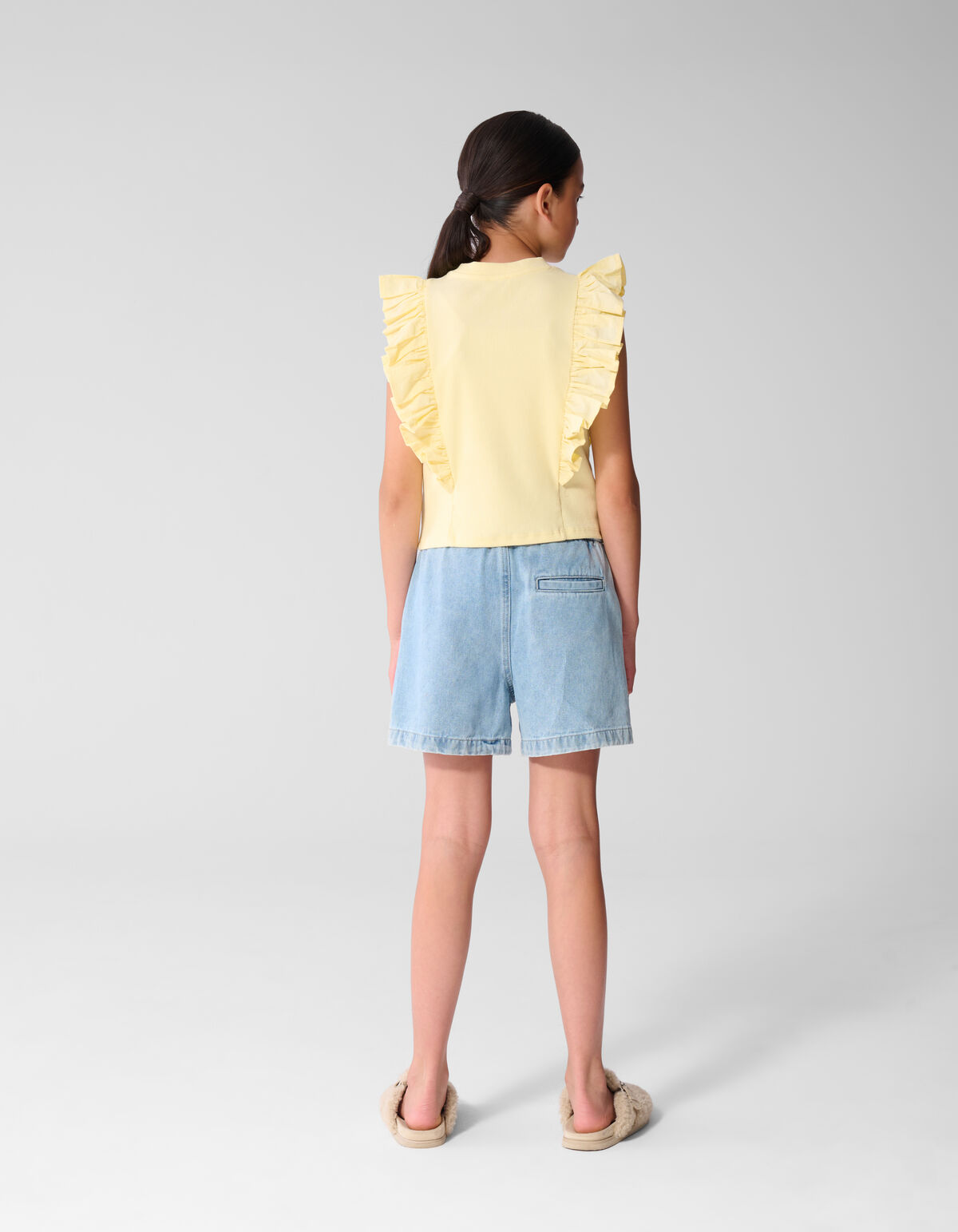 Crochet Denim Short Blauw