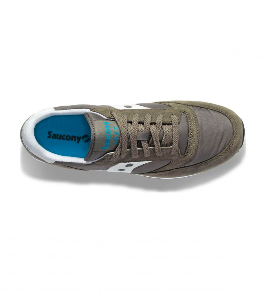 Tênis Saucony Jazz Original em couro cor taupe