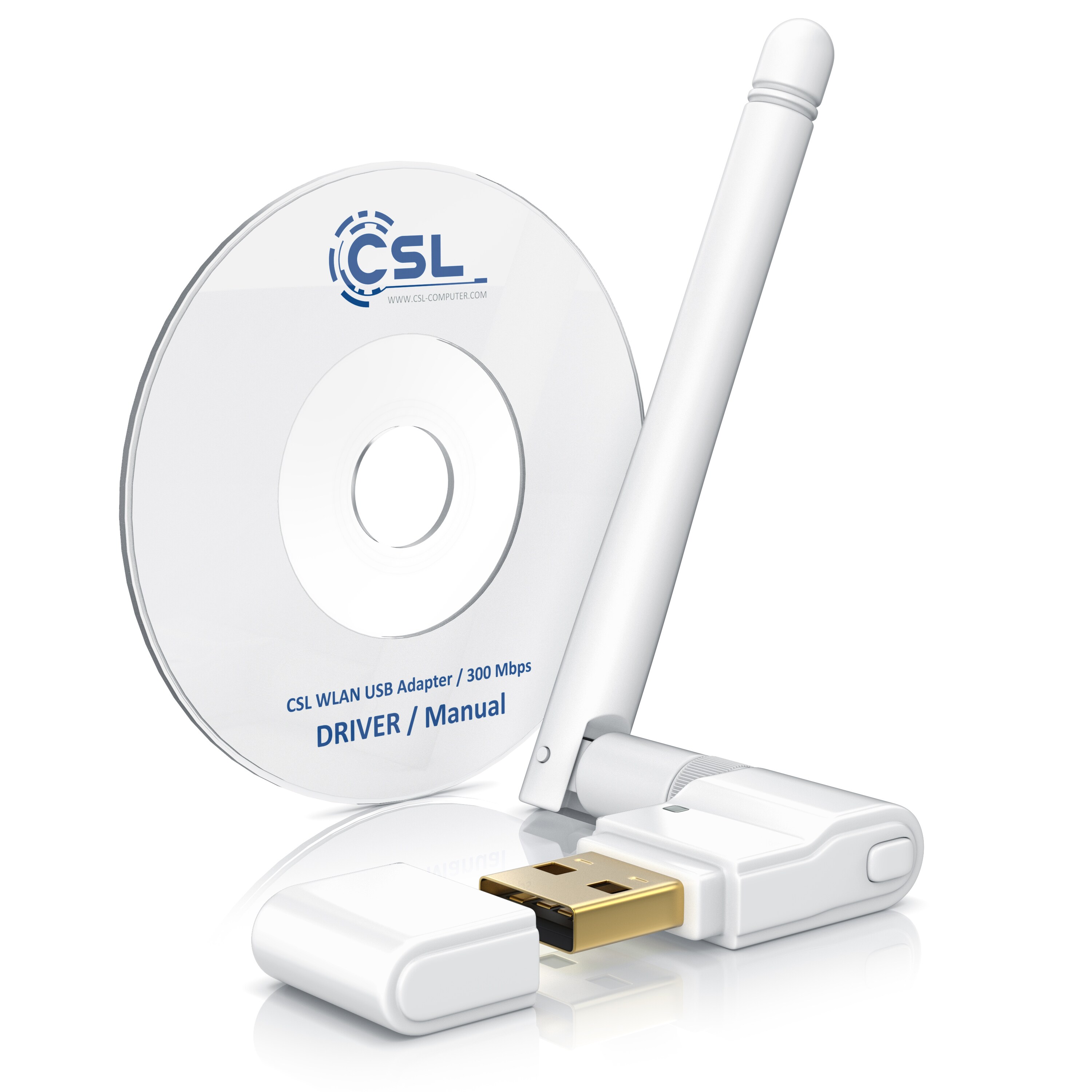 CSL - WLAN-Dongle, WLAN Stick, 300 Mbit/s, mit abnehmbarer Antenne, USB 2.0 Stick