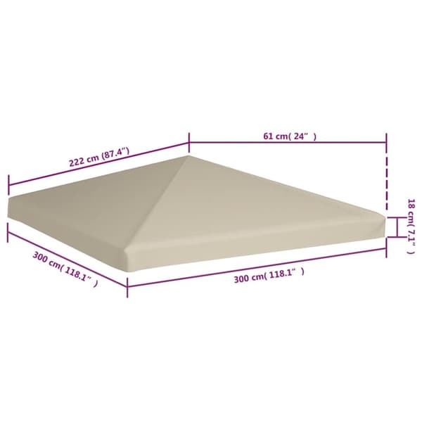 vidaXL Toppduk til paviljong 310 g/m² 3x3 m beige