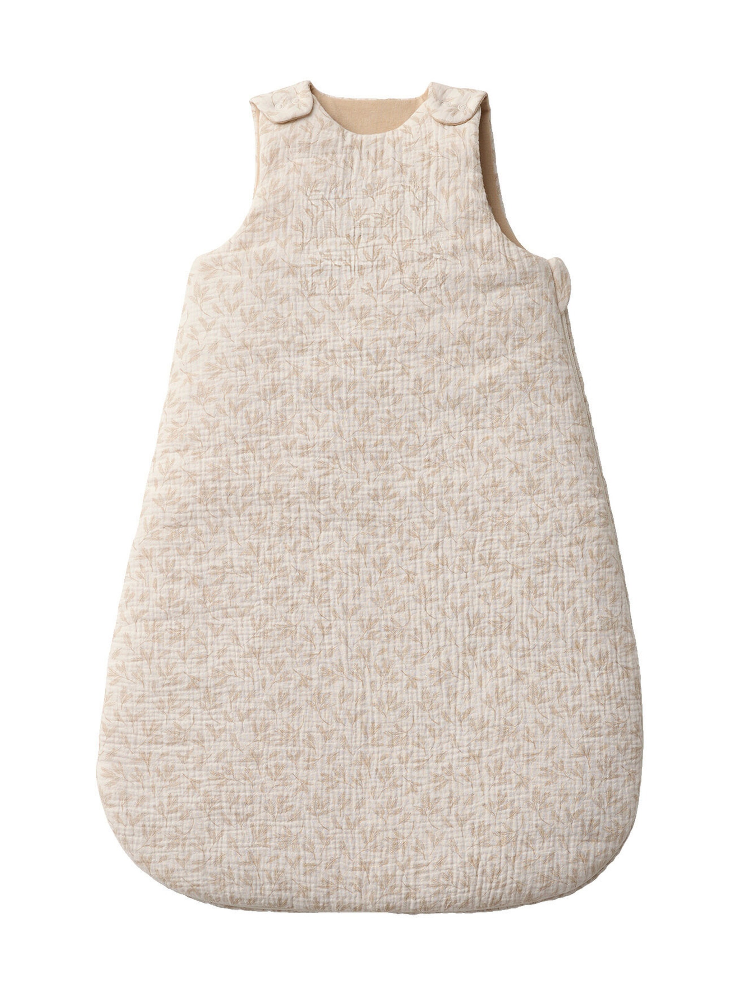 Vertbaudet Ärmelloser Baby Schlafsack HYGGE beige bedruckt