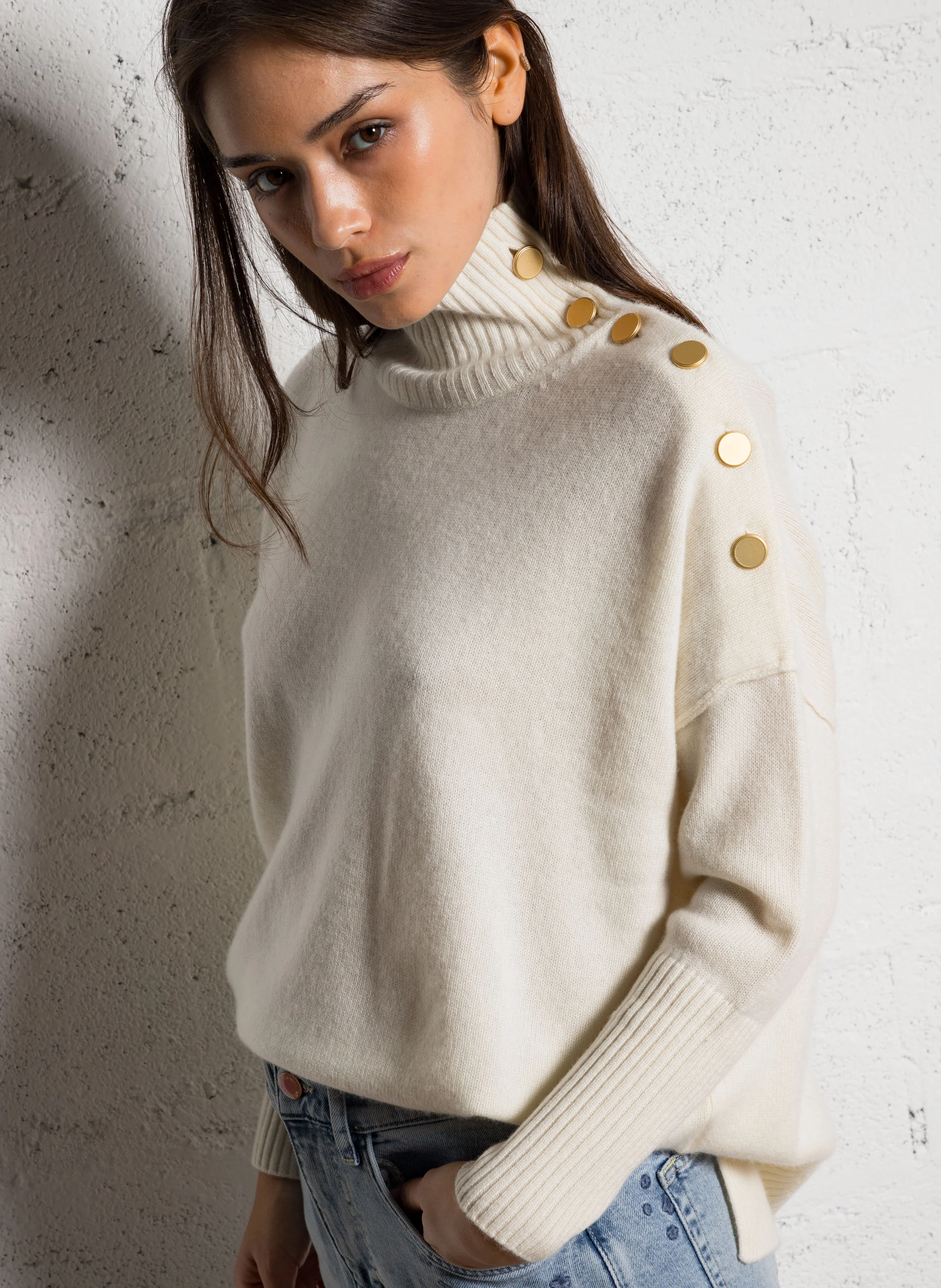 PINKO - Pull à col montant en cachemire | Blanc