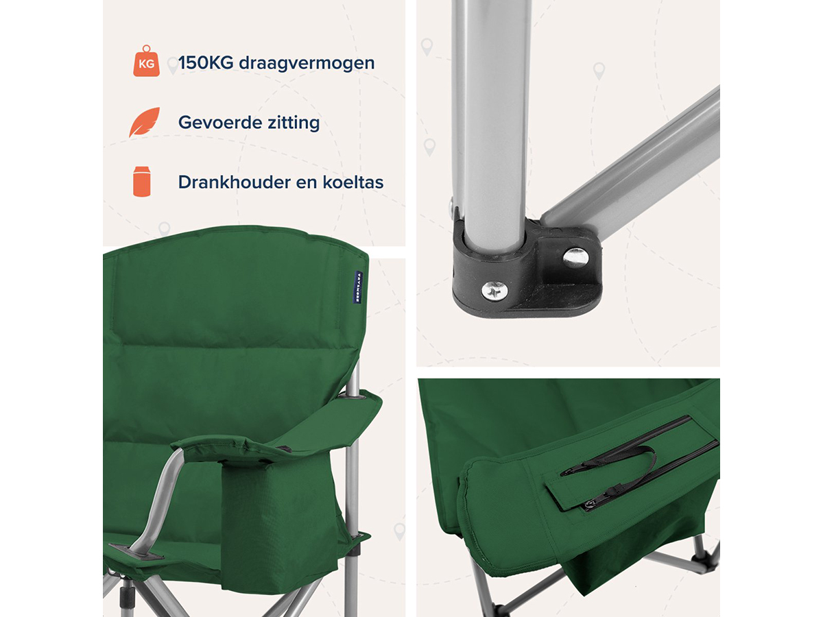 TRVLMORE XL vouwstoel met koelvak - Green