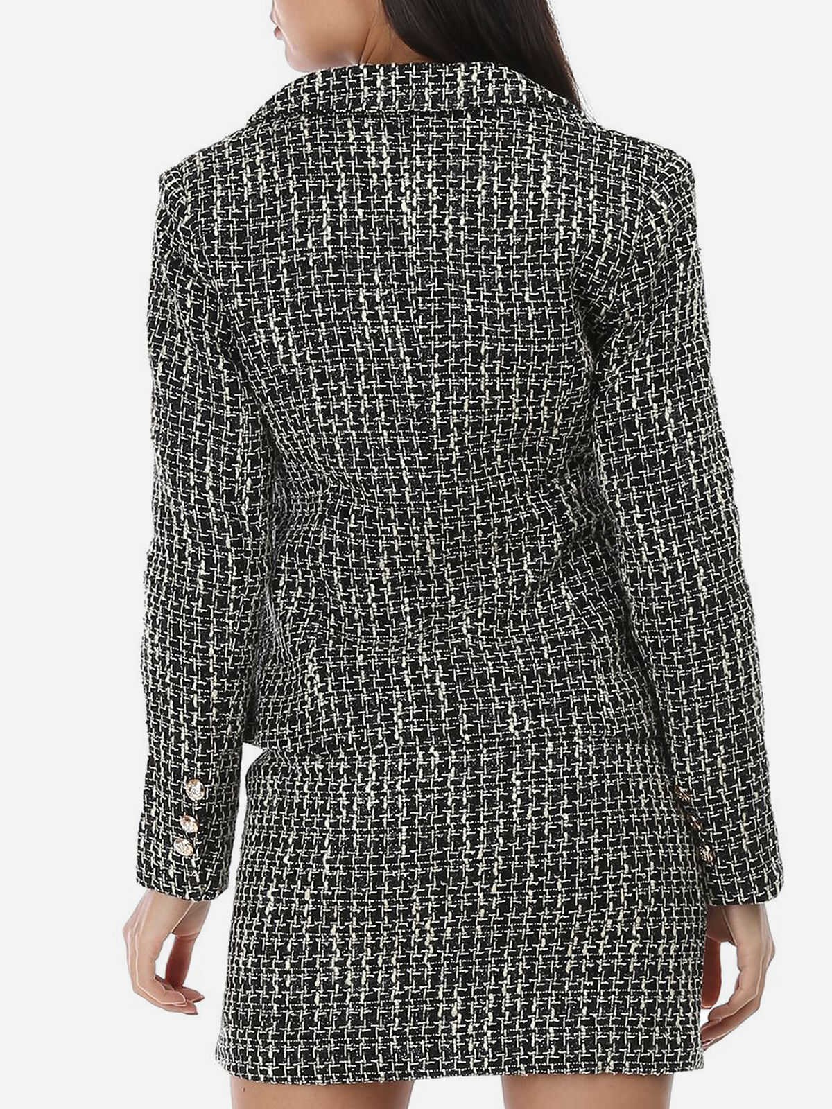 Blazer en tweed à boutons- Noir
