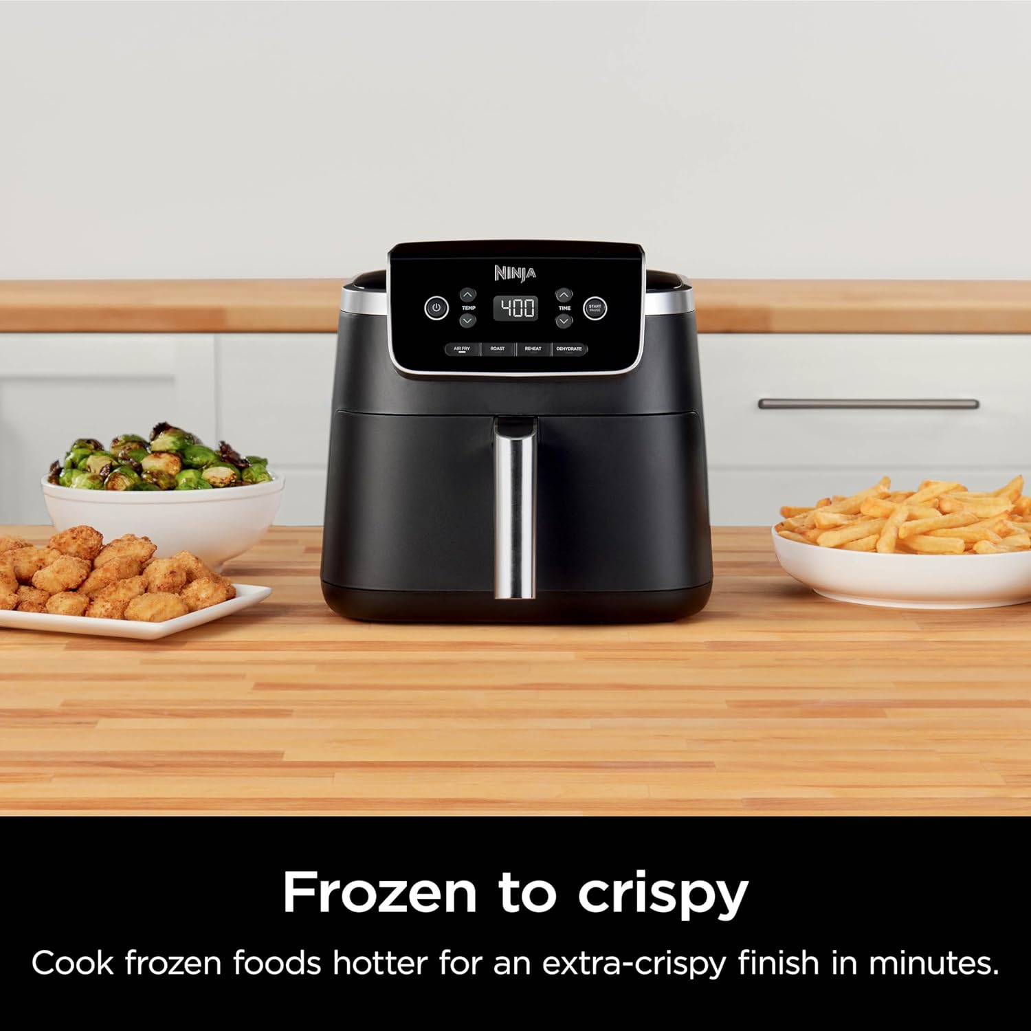 Ninja AF141 – Friteuse à air comprimé Pro 4 en 1 avec capacité de 5 litres, friture à air, rôti, réchauffement, déshydratation, technologie Air Crisp avec 400 °C pour des résultats chauds et