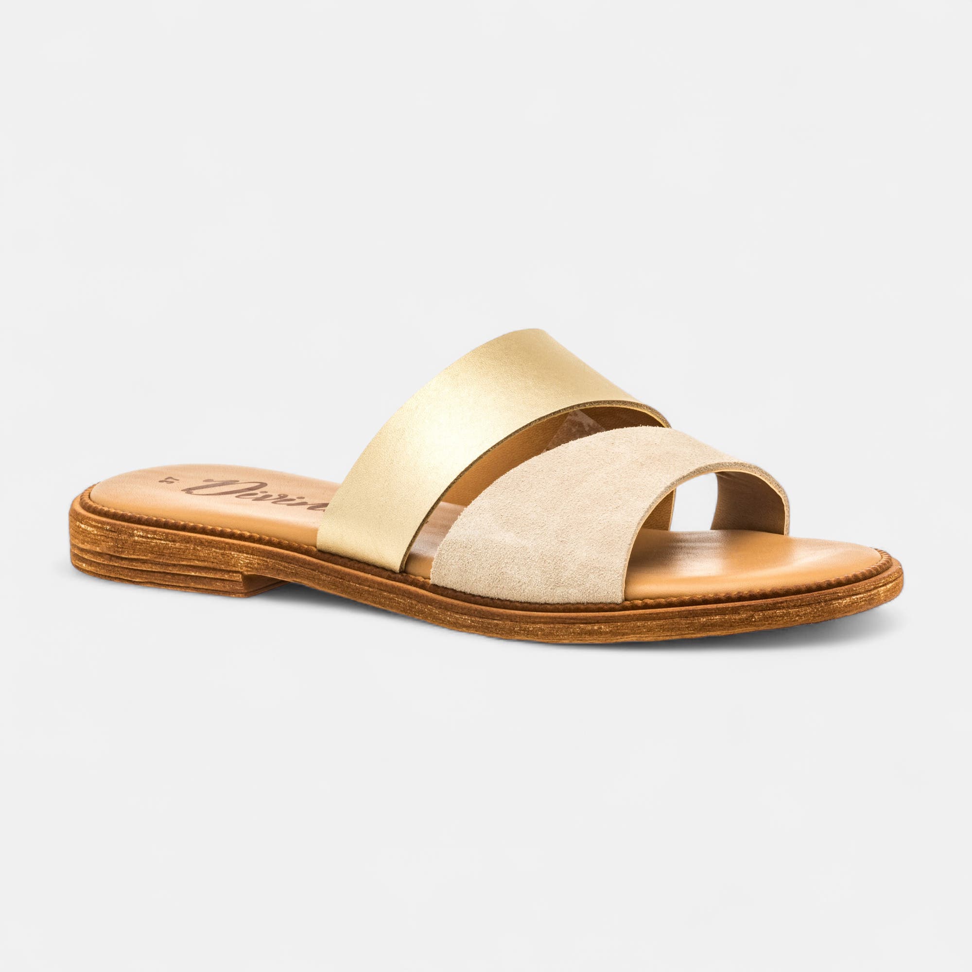 Mules Femme en cuir or