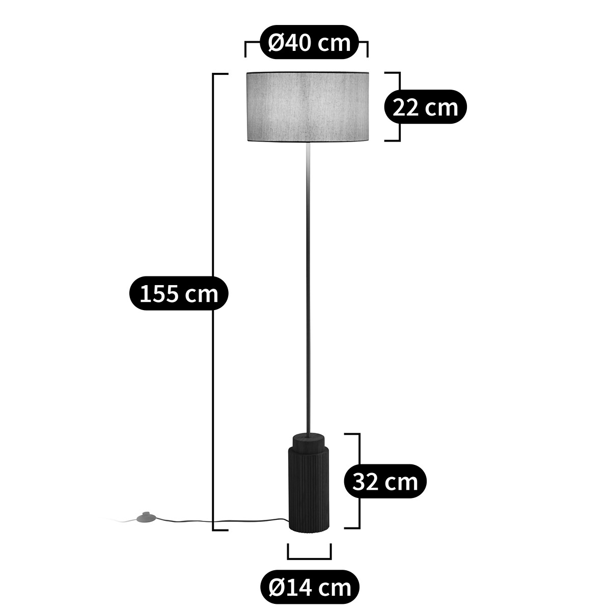 LA REDOUTE INTERIEURS<br>Luminária de chão em carvalho, metal e linho, Idna
