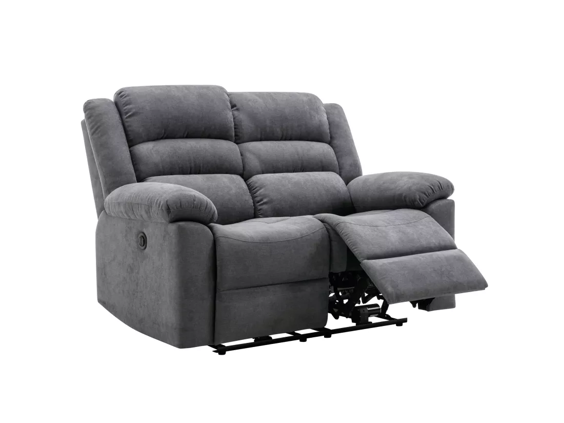 Canapé 3 places et 2 places relax électrique en tissu gris BUROLO