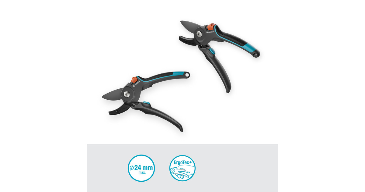 GARDENASnoeischaar PremiumCut Pro​ voor droog hout met aambeeldsnede  (Grijs/turquoise, 24 mm snoeidiameter)