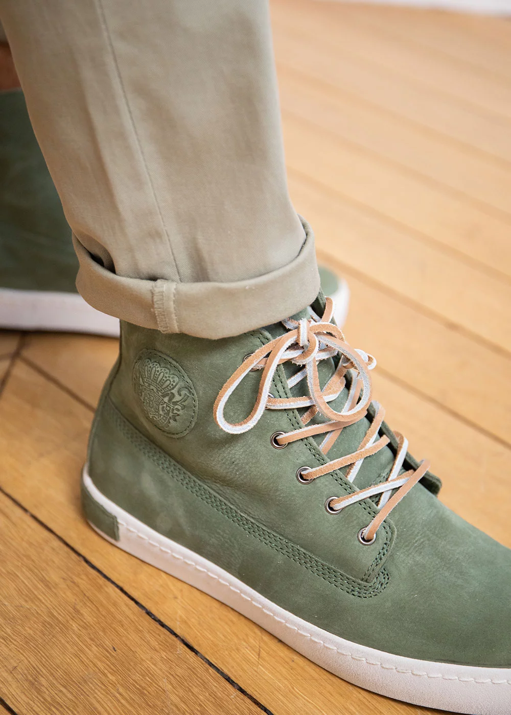 SNEAKERS ICON AM02 CUIR BOTTLE GREEN