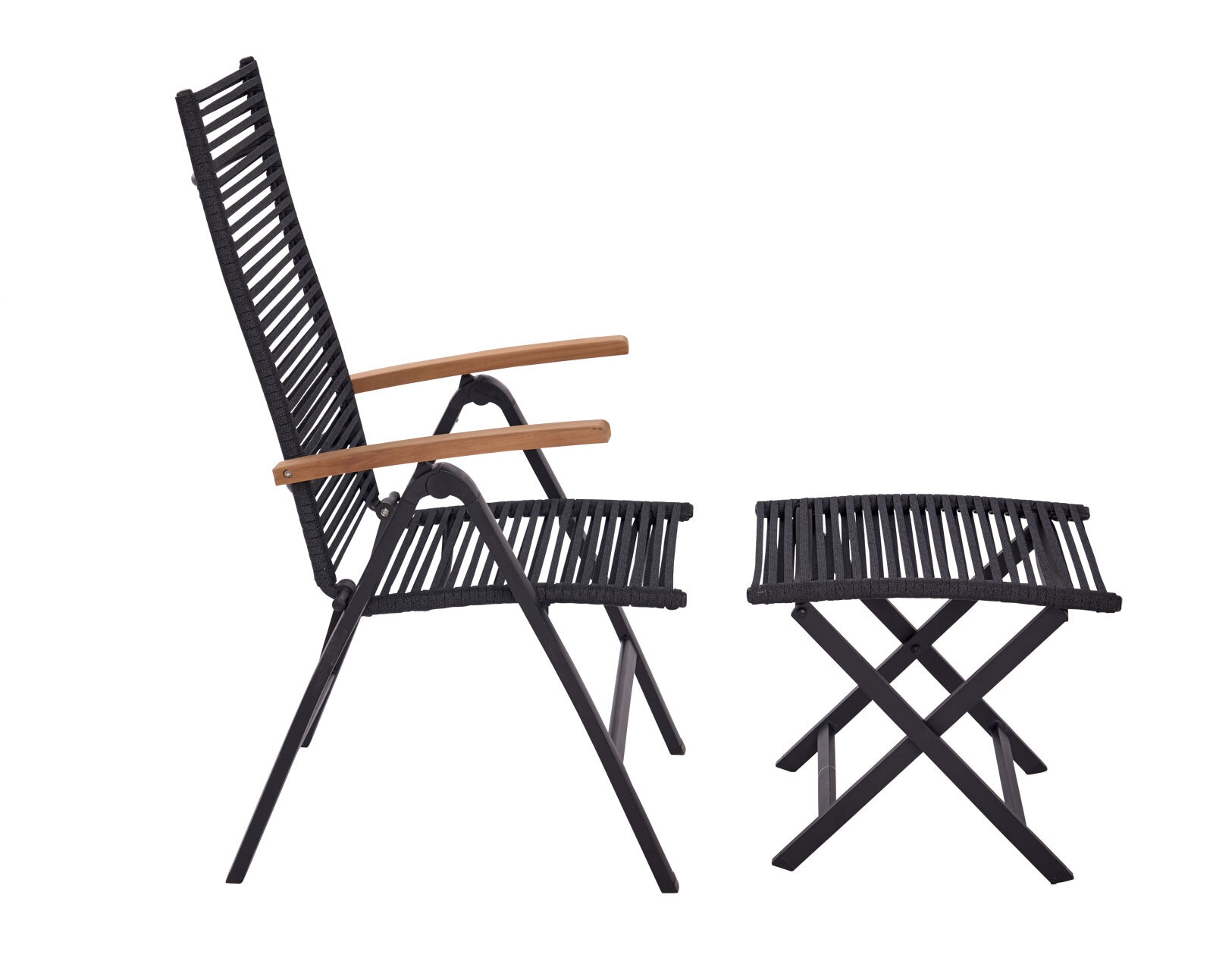 Garden FLAIR Fußhocker Outdoor LEIF schwarz /Rope
