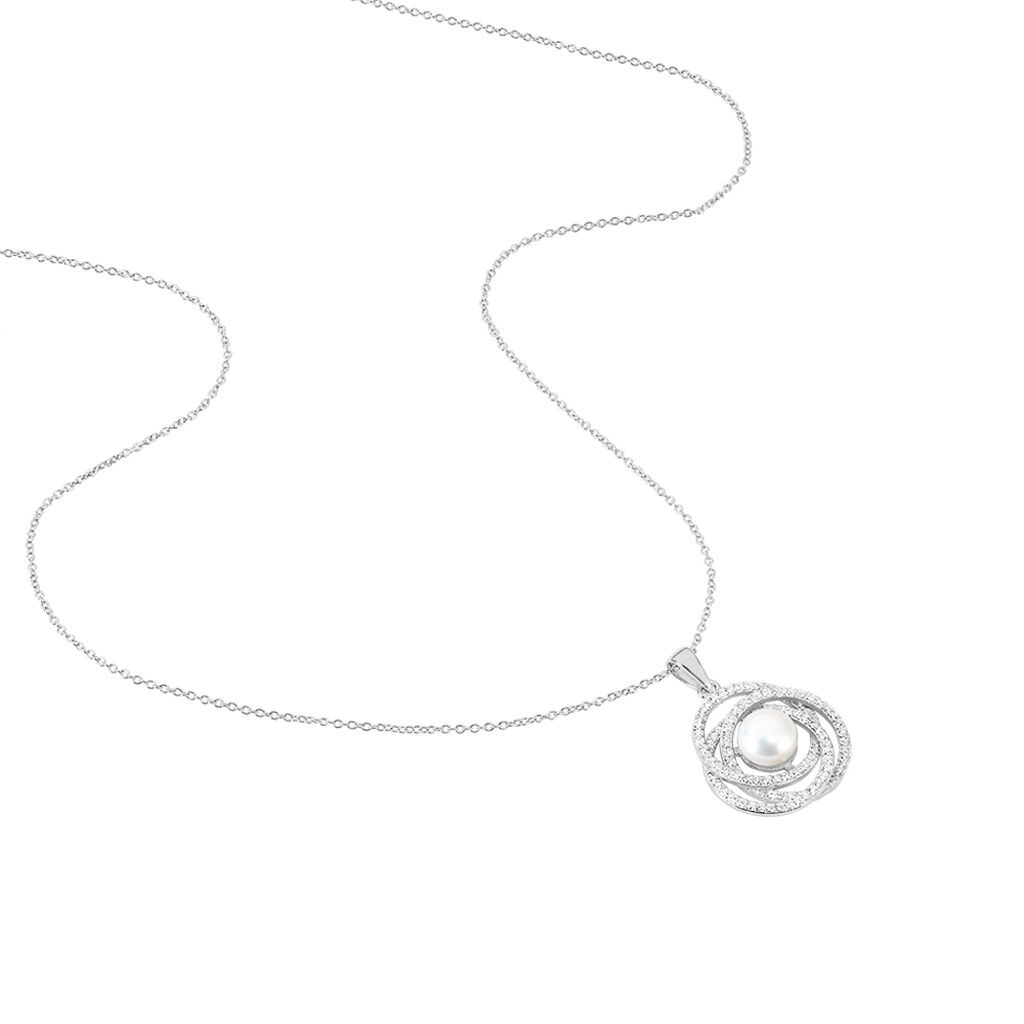 Collier Matilda Argent Blanc Perle De Culture Et Oxyde De Zirconium