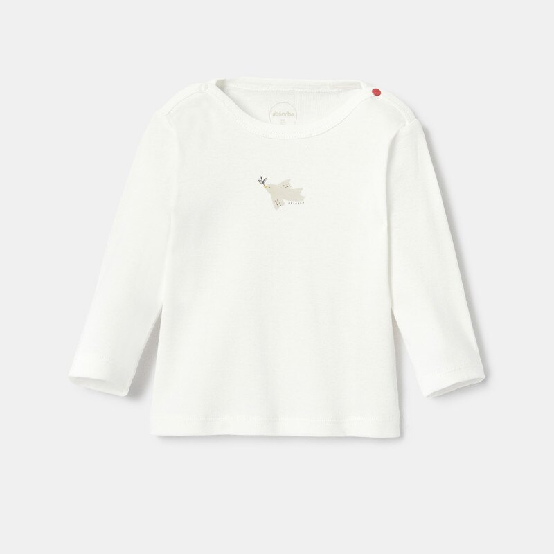 T-shirt manches longues motif blanc naissance Absorba Blanc