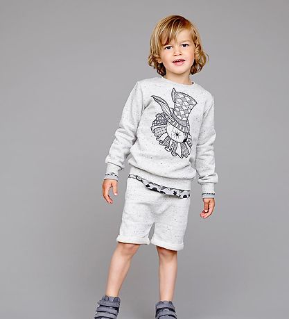 En Fant Sweatshirt - Gråmeleret m. Kanin